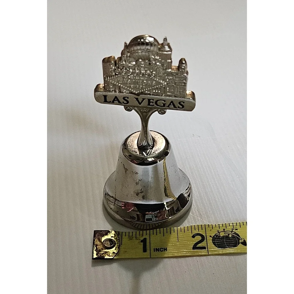Vintage Las Vegas Skyline‎ Souvenir Bell Silver Tone Metal Collectible travel